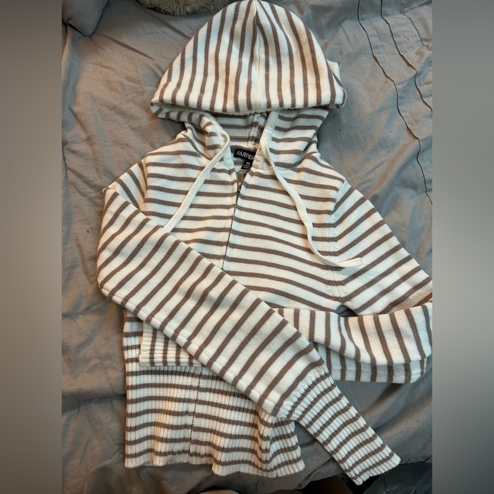 Striped Hoodie with Front Pocket